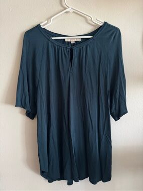 LOFT Teal Split-Neck Flowy Women’s Top